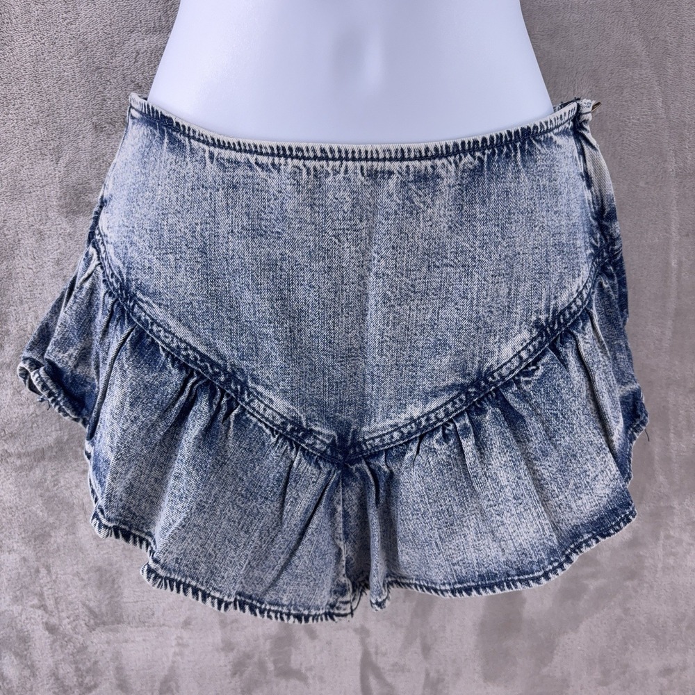 Mother The Ruffle Mini Skirt Womens Size 23 Threading‎ The Needle Denim